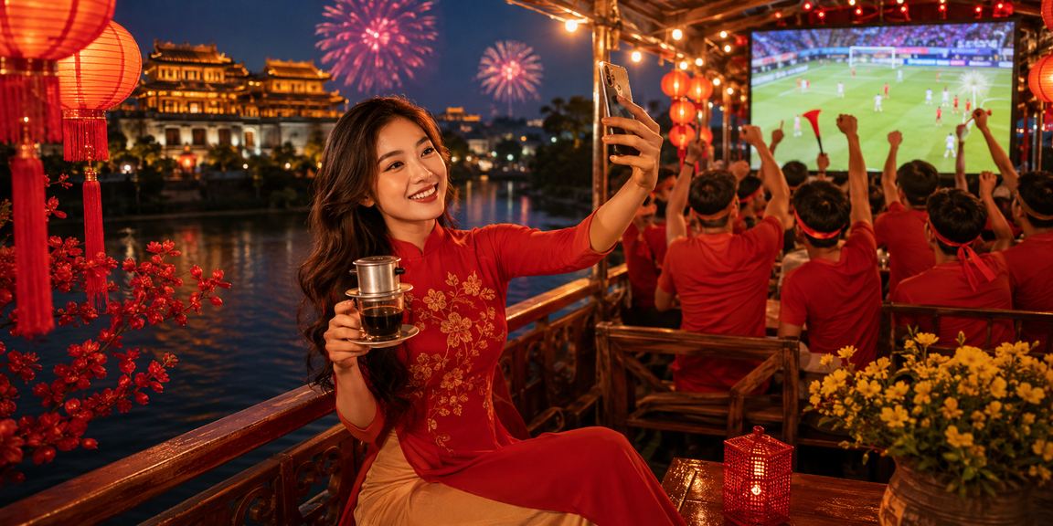 Người dùng tại Huế truy cập 33465 trên điện thoại bên ly cà phê