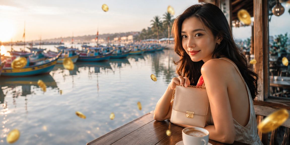 Người dùng tại Mũi Né thư giãn bên biển và nhận cashback từ ứng dụng 33465